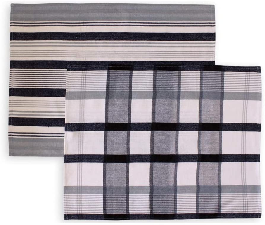 Soleil d'Ocre Paella 712025 Pack of 2 Jacquard Cotton Tea Towels 50 x 70 cm, Cotton, black, 50 x 70 cm