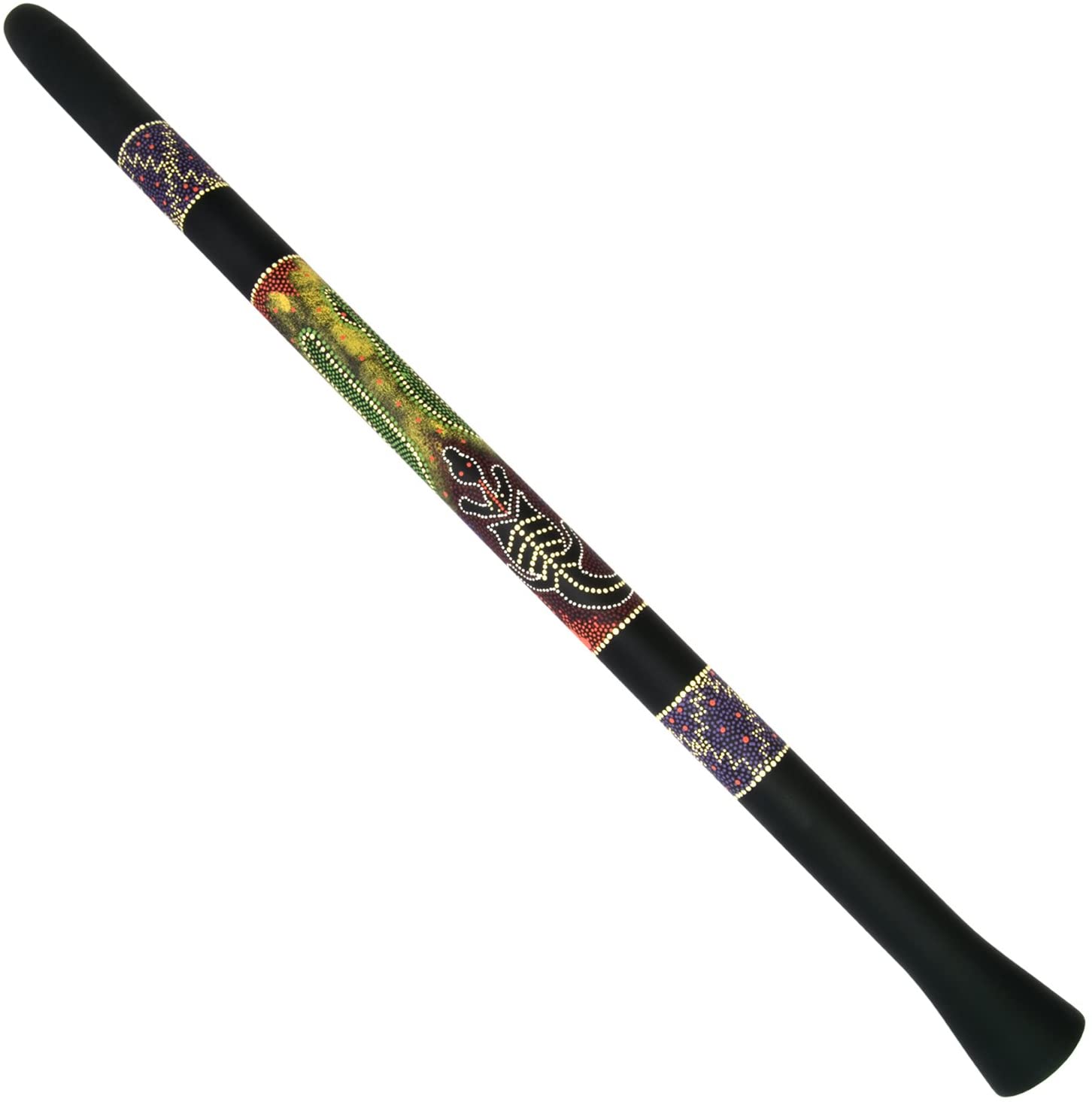 Didgeridoo, Hand-Painted Didge with Indigenous Australian Lizard Design - World Rhythm MDI001, Black