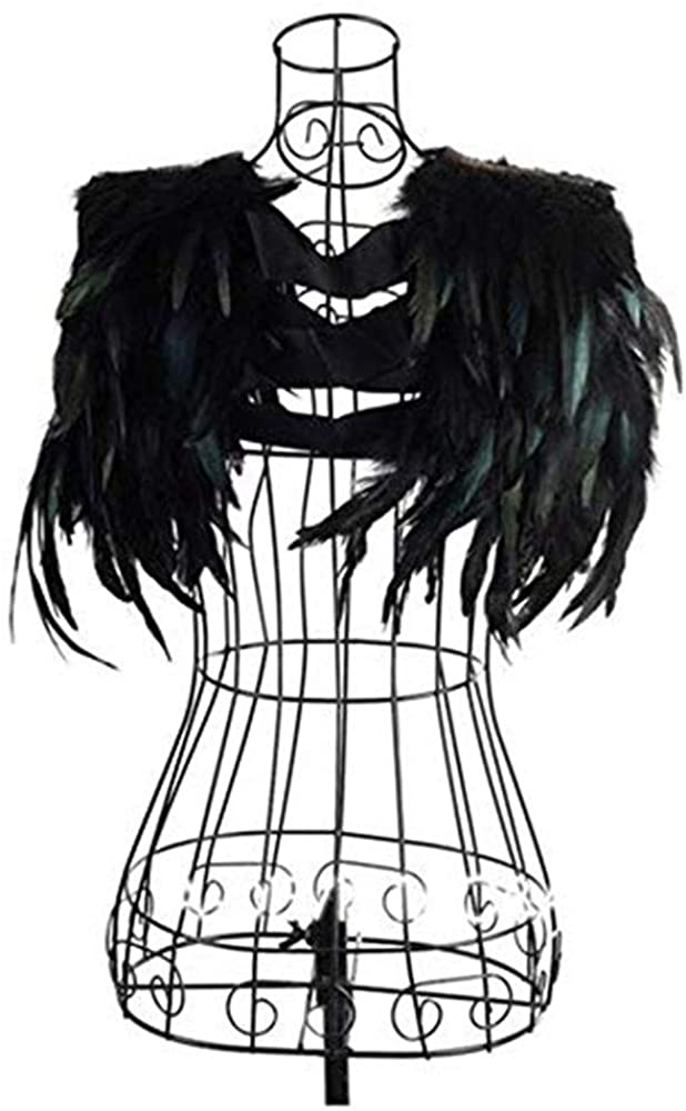 Yoodeet Black Feather Sewing Trimming Collar Shoulder Peacock Shawls Fringe Fancy Clothing Halloween Cosplay Angel Wings Halloween Costume Freesize