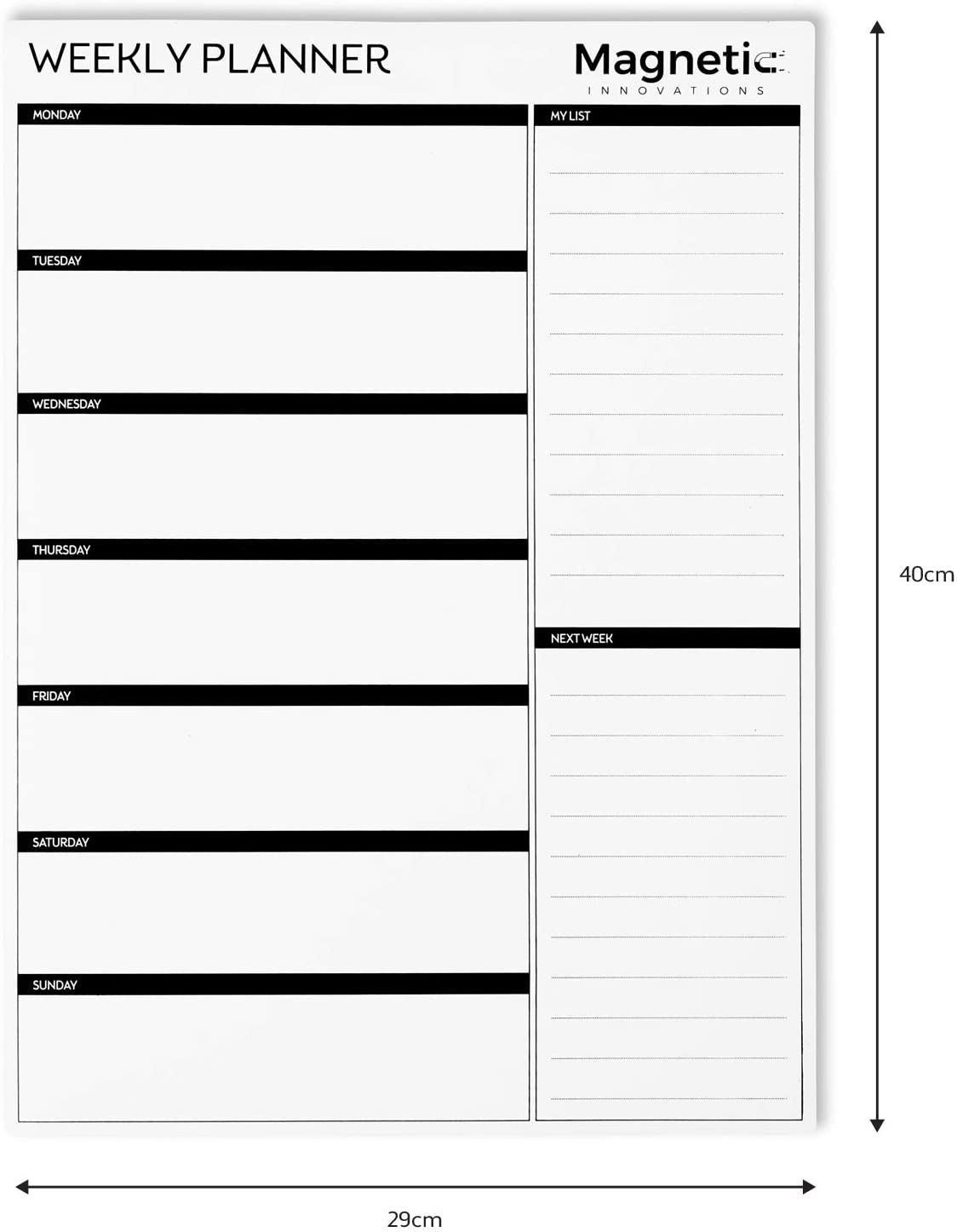 Magnetic Innovations A3 Magnetic Weekly Planner Fridge Whiteboard, Family Meal Planner and Shopping List - Image 4