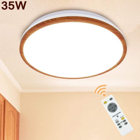 35W Wooden LED Ceiling Lights 3000K-6000K Dimmable Flush Mount Ceiling Light,Ø 38cm Waterproof Led Bathroom Ceiling Lights for Bedroom, Kitchen,Living Room,Hallway[Energy Class A++] - Image 2