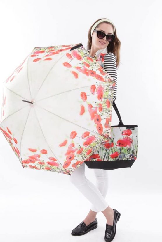 VON LILIENFELD® Folding Pocket Umbrella Automatic Lightweight auto Open Telescopic Motif Women Floral Flowers Poppies - Image 4
