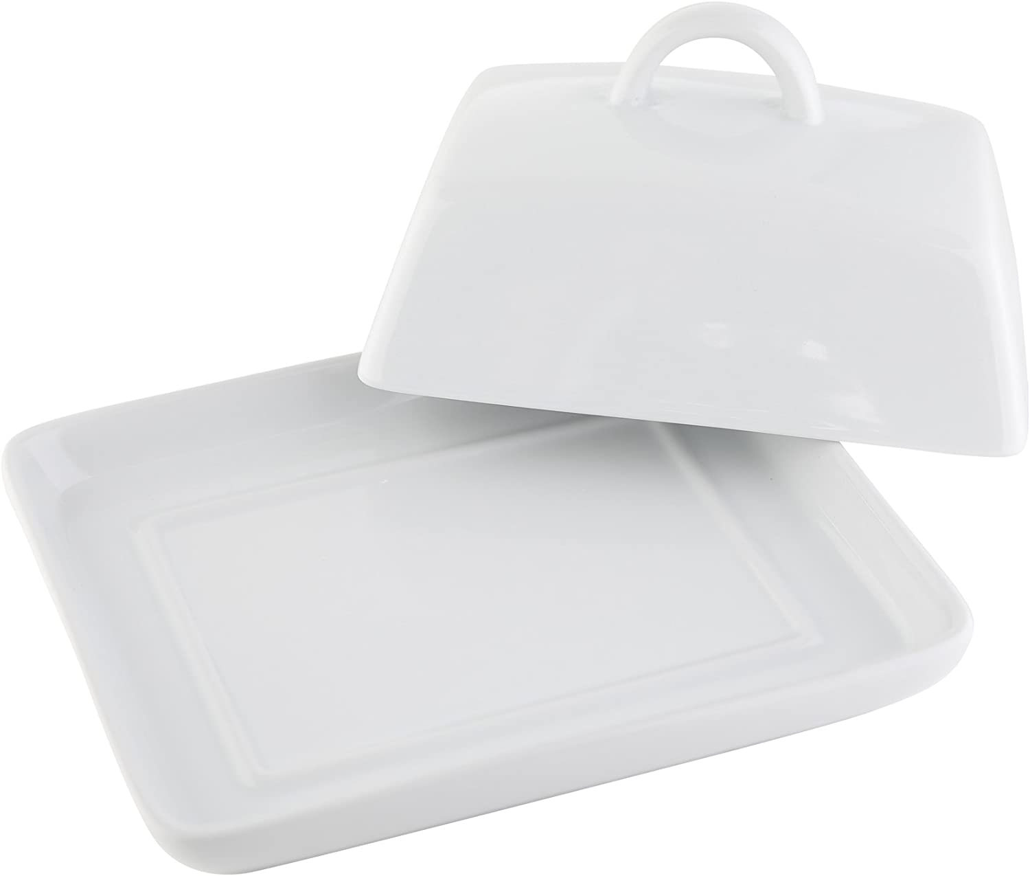 axentia Super White Porcelain Butter Dish with Lid, Traditional Butter Pot, Covered Butter Dish with Handle, Elegant Serving Bowl Tableware, approx. 16 x 8 x 13 cm - Image 4