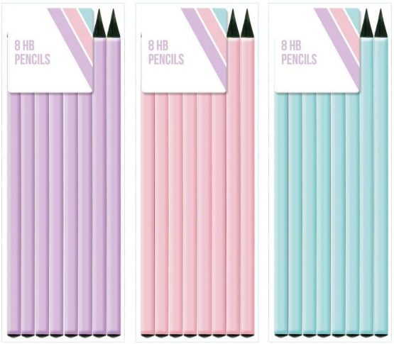Design Group - HB Pencils, Pastel Colours 8 Pack Purple Pink or Green X1 Pack - Image 2