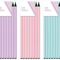 Design Group - HB Pencils, Pastel Colours 8 Pack Purple Pink or Green X1 Pack