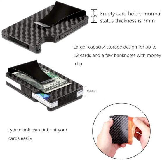 Ancocs Credit Card Holder Minimalist Design with Metal Money Clip -NFC RFID Blocking Slim Aluminum Wallet Purse Card Organizer for Men - Image 3
