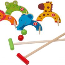 Wondertoys Wooden Animals Croquet Set Golf Toys with 2 Balls Early Educational Game Gift for Children
