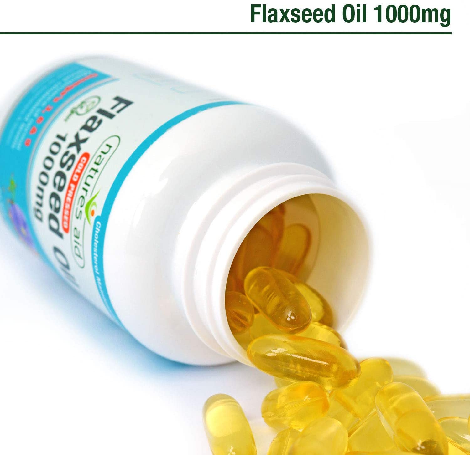 Natures Aid Flaxseed Oil 1000mg, High Strength Omega-3 Softgels, Supports Heart & Brain Function, Vegan, Non-GMO, Gluten-Free - Image 3