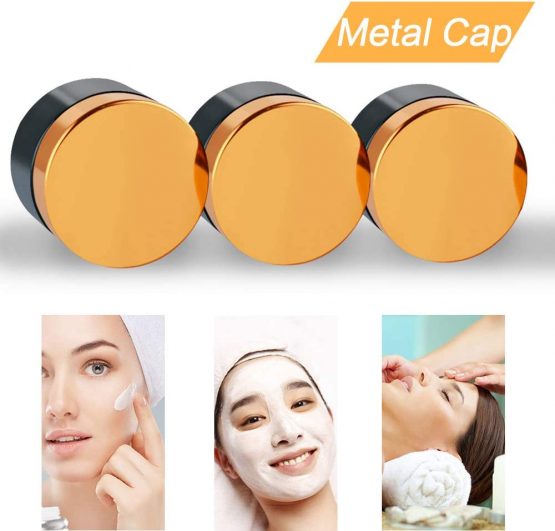 INHEMI 30ml Cosmetic Glass Jars with Gold Lids,Empty Amber Glass Jars for Face Cream/Lotion/Essential Oil/Aromatherapy,6 Pack - Image 2