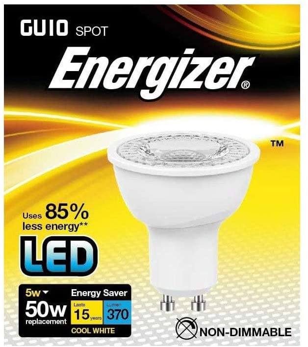 Energizer GU10 4.9W 50W Replacement LED Bulb 4 Pack (Daylight Non Dimmable), 4 Count (Pack of 1) - Image 2