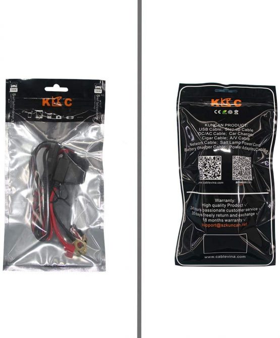 KUNCAN 2FT Motorcycle SAE to O Ring Terminal Harness Wire 2 Pin Lug Cable, Eyelet Terminal Harness Extension Charge Cord, Quick Disconnect SAE Connection Lead, 10A Fuse - Image 3