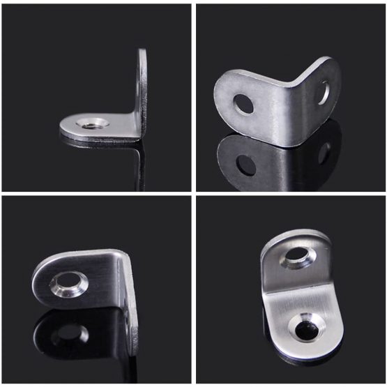 Teenitor 16 Pcs Corner Braces - 20x20mm 90 Degree Right Angle Brackets Fastener Stainless Steel L Shaped Corner Bracket with 32 Pcs Screws Brace Corner Steel Joint Silver - Image 4