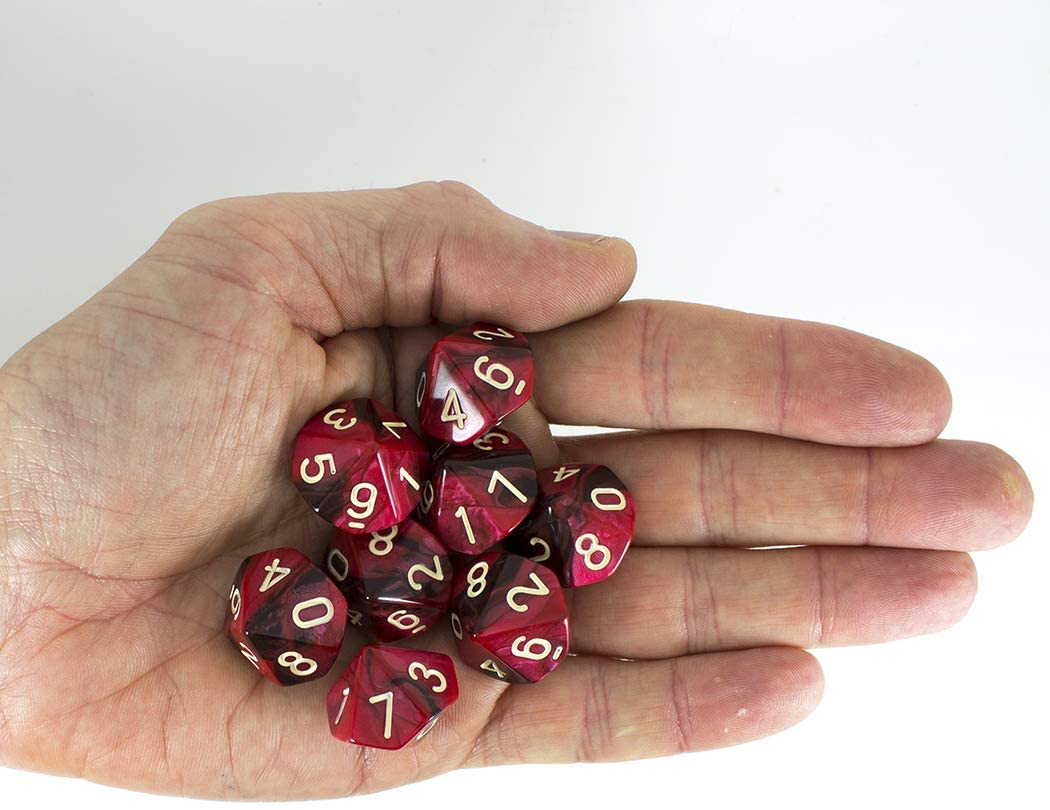Paladin Roleplaying Red and Brown Dice - 8 D10 set - 'Blood God', 16mm - Image 3