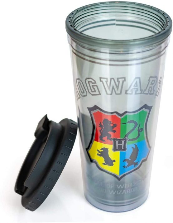 Harry Potter Hogwarts Crest 24oz Double Walled Plastic Travel Mug - Image 3