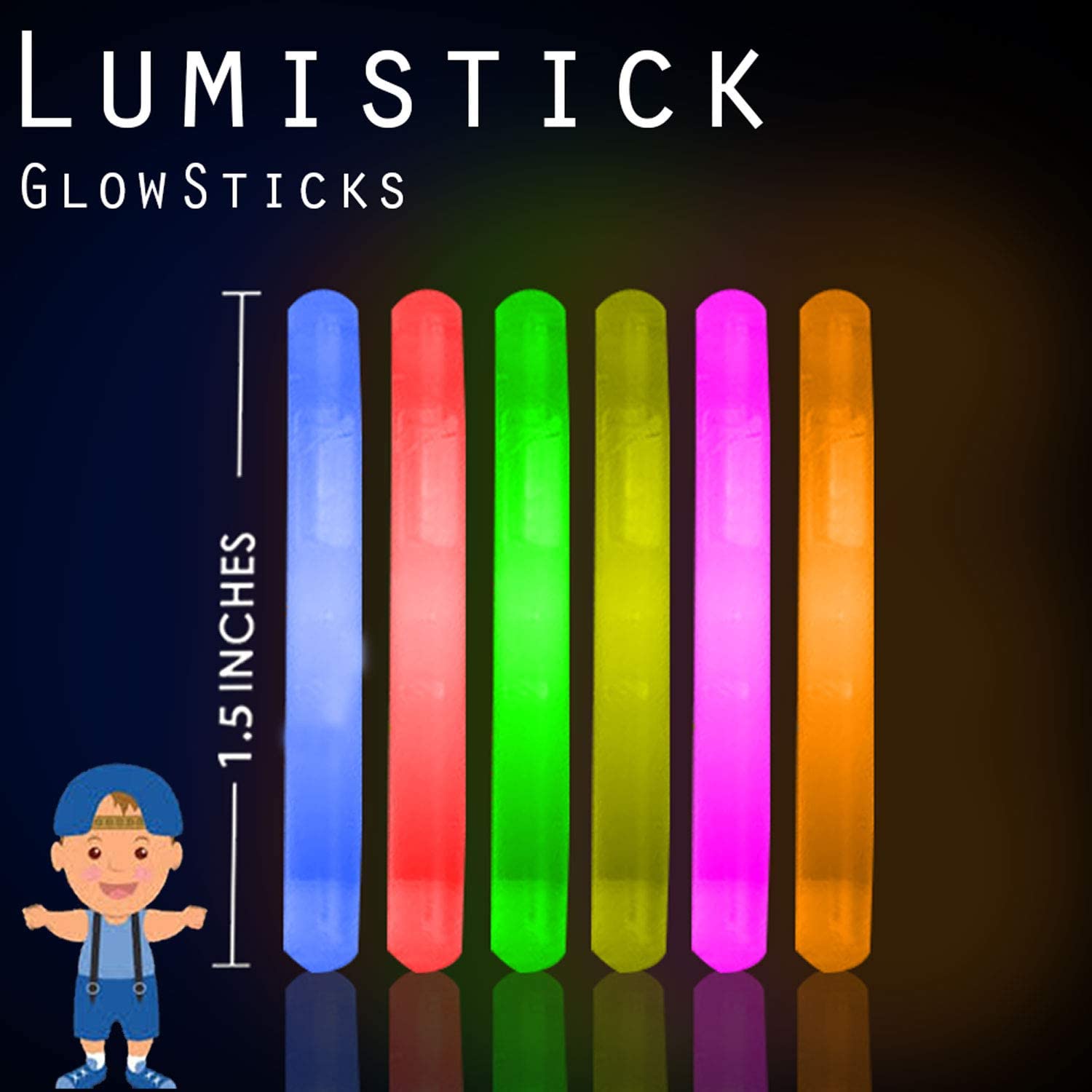 Lumistick Fishing Glow Sticks 1.5 Inch Non Toxic Neon Bright Color