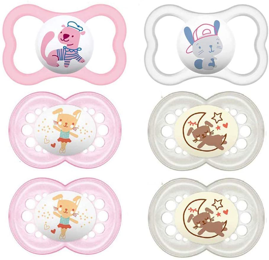 MAM Dummy 16+ Silicone Day & Night Pack, 6 Pieces, 6 Count (Pack of 1)