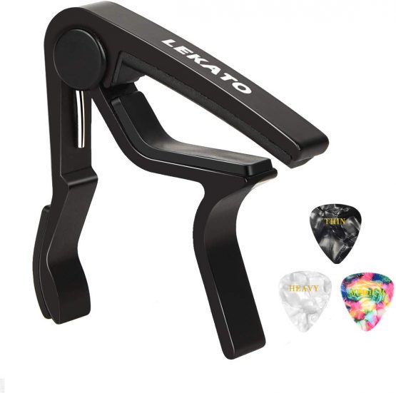 Guitar Capo,LEKATO Quick-Change capo for Acoustic and Electric Guitars with 6 Picks & 2 Strap Safety Locks for Free