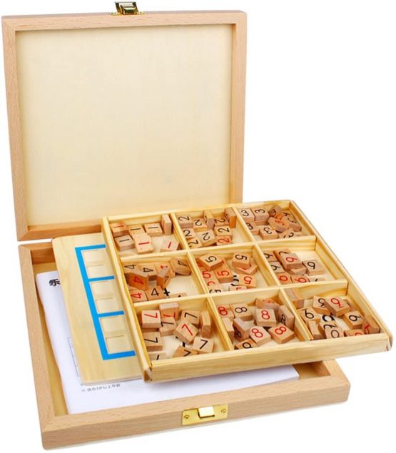 Andux Sudoku Board Box 3-in-1 Wooden Number Place Toy SD-03 (Pink) - Image 4