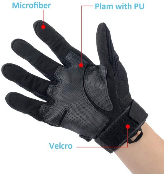 GES Motorbike Gloves, Men Full Finger Motorcycle Gloves Touch Screen ATV Riding Motocross Racing Gloves (Black, XL) - Image 3