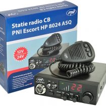PNI HP8024HF11 Radio CB Escort HP 8024, ASQ, Power Supply 12V-24V + HF11 Headphones with 1 Pin Black