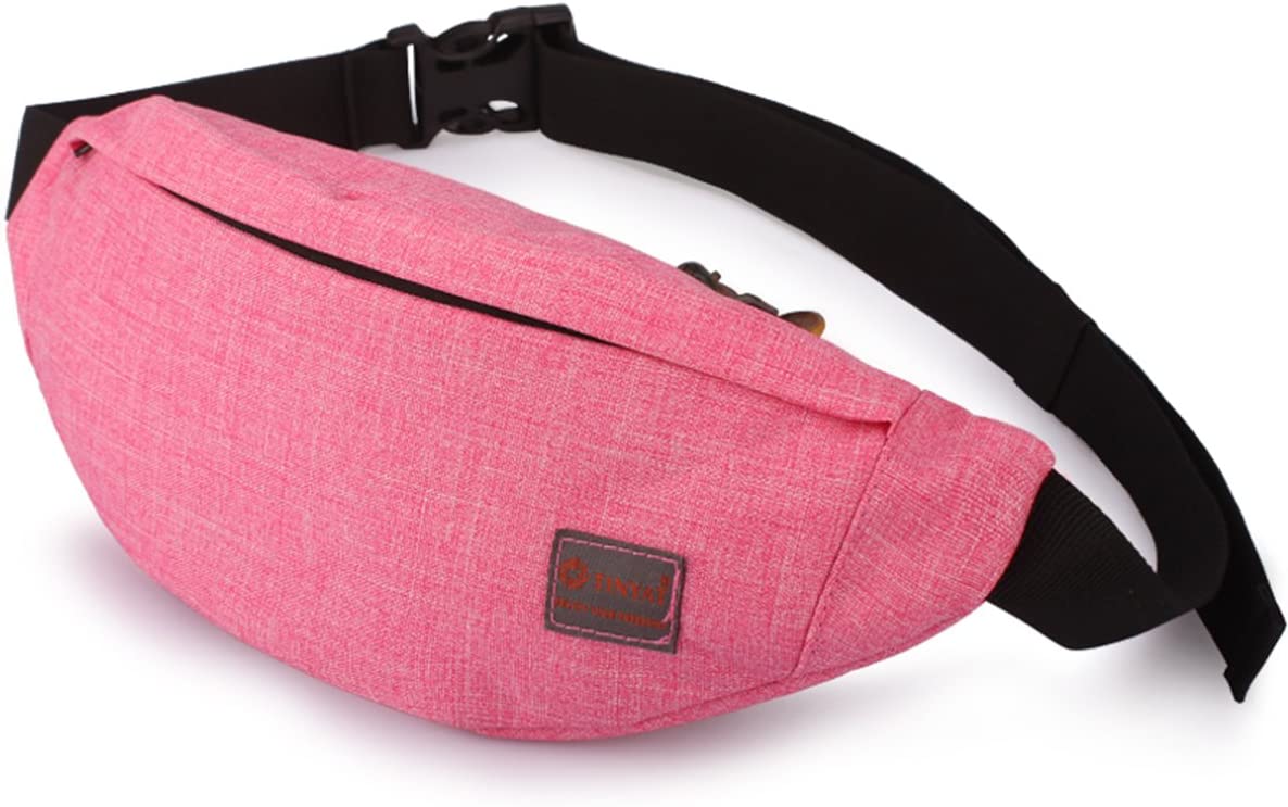 TINYAT Bum Bag Fanny Pack for Women Pink Waist Packs Waterproof Belt Bag for Sport Running Hiking Walking Dog Travel Super Lightweight T201