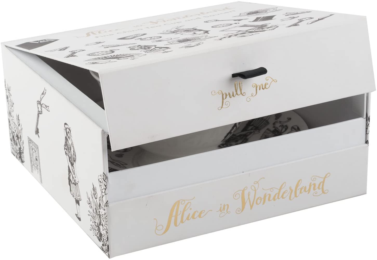 V&A Alice in Wonderland Tea Cup and Saucer, 210 ml (7 fl oz), White, 6.7 x 14.4 x 14.4 cm - Image 4