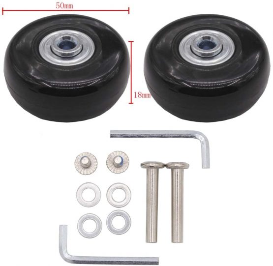 Leen4You Luggage Suitcase Replacement Wheels with Screws Axles Repair Tool for Luggage Suitcase Trolley,Skate Replacement Wheels(Pack of 2) (50mm x 18mm x 6mm) - Image 2