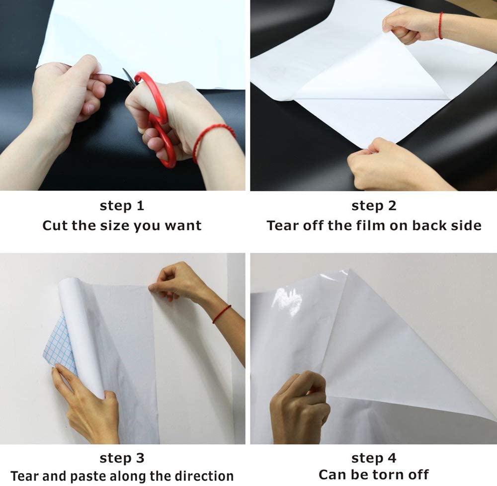Whiteboard Paper Sticker Roll, DIY Self-Adhesive Dry Erase Paper Film, Large 17.3" X 78.7" with 1 Water-Based Pen Mark - Image 2