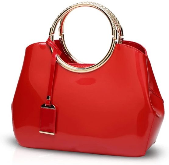 NICOLE&DORIS Handbag Crossbody Top Handle Shoulder Purse Bag Tote Women Satchel Waterproof Bright PU Leather