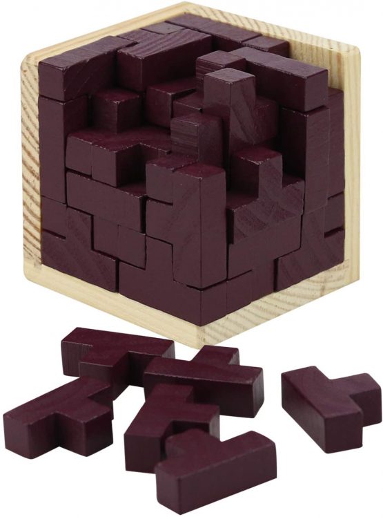 Welltop 3D Wooden Brain Teaser, Tshaped Tetris Blocks Geometric Puzzle