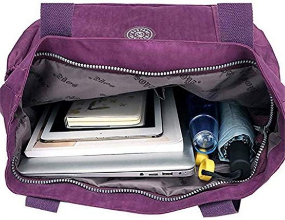Fueerton Women's Casual Multi-Pocket Handbags Waterproof Nylon Top-Handle Bag Shoulder Bag Travel Purse - Image 4