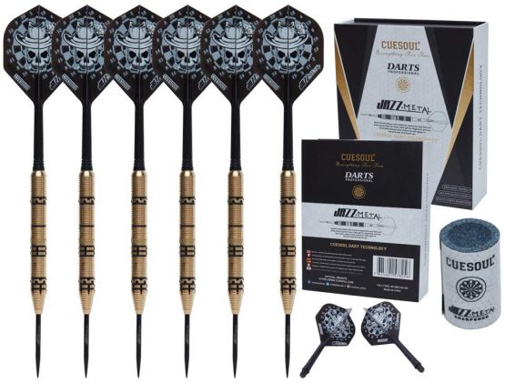 CUESOUL JAZZ-METAL 21g Steel Tip Black Coated Brass Dart Set with AK5 Integrated Flights