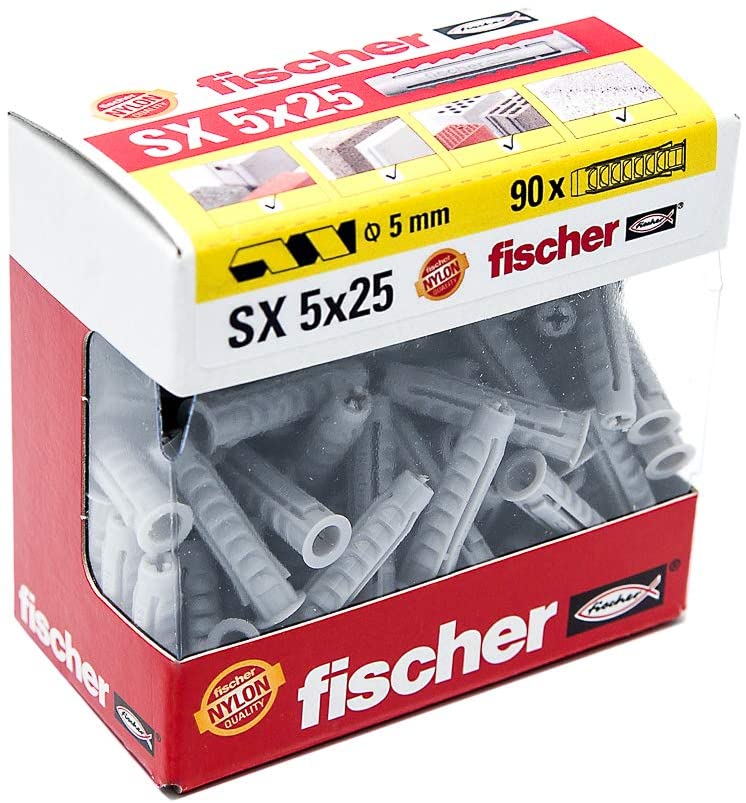 Fischer SX Wall Plugs, 5 x 25, Pack of 80, 768BSX5B