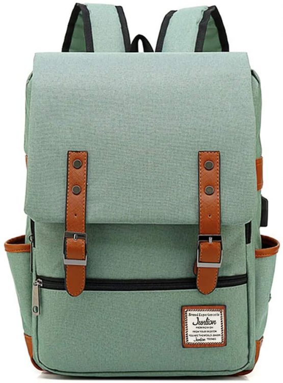 Junlion Unisex Business Laptop Backpack College Student School Bag Travel Rucksack Daypack with USB Charging Port Green - Image 2