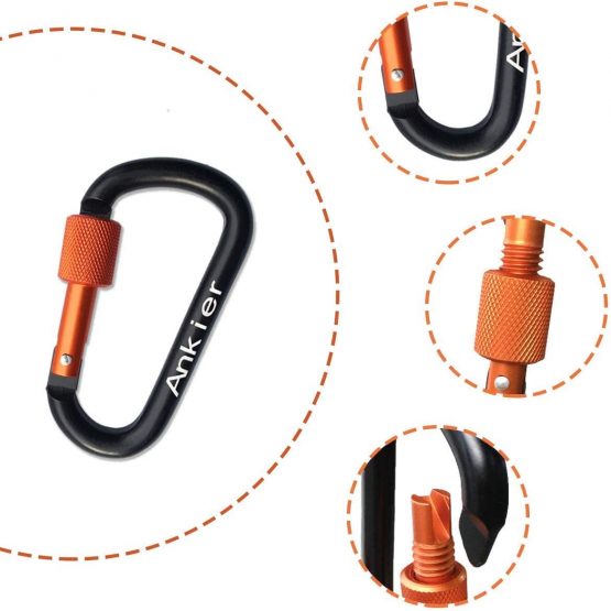 Locking Carabiner, 8-colors Premium Aluminum Alloy D-ring Carabiner Clips for Outdoor, Camping, Hiking, Traveling, Fishing, Backpack, (8 pcs) - Image 3