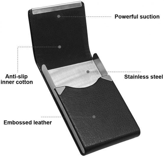 Metal Cigarette Case PU Leather Design Pocket Carrying Cigarette Box Holder for Women Ladies Super Slim Cigarette Pack for 10 Cigarette Pink - Image 4