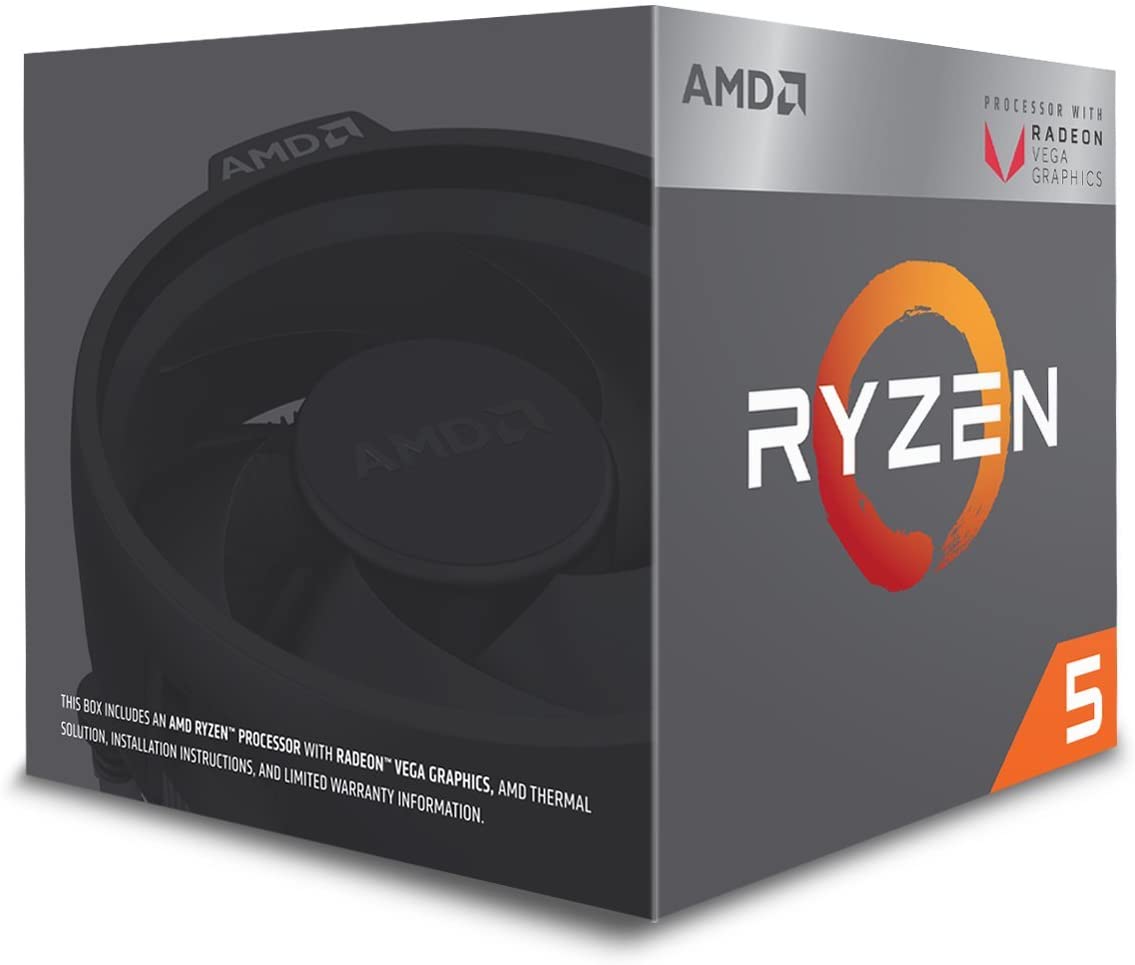 AMD Ryzen 5 3400G Processor (4C/8T, 6 MB cache, 4.2 GHz Max Boost) with Radeon RX Vega 11 Graphics, Black, Processor Only