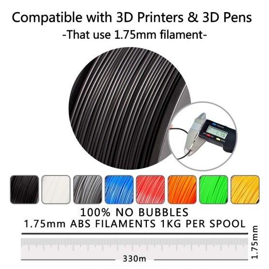 ABS Filament 1.75mm for 3D Printing, SUNLU ABS Filament Black 1.75 +/- 0.02 mm, 1KG/Spool for FDM 3D Printer - Image 2