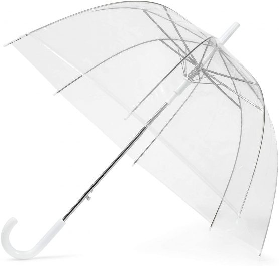 GadHome Transparent Umbrella | Large 85cm Clear See Through Dome Umbrellas for Women, Wedding, Bridal Party Photoshoot | Lightweight Translucent Automatic Foldable Umbrella with White C Handle
