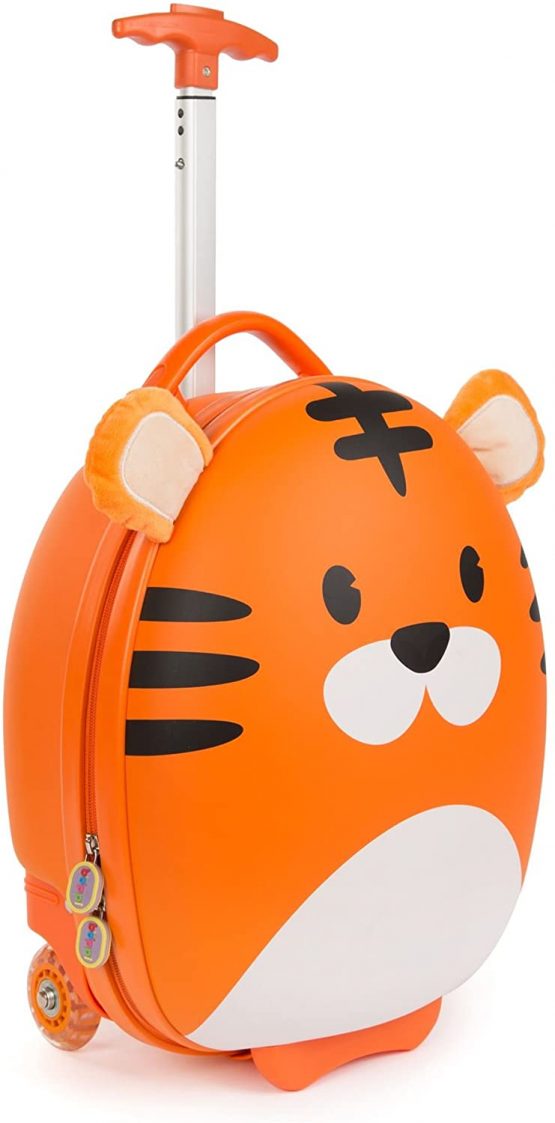 Boppi Tiny Trekker Kids Luggage Travel Suitcase Carry On Cabin Bag Holiday Pull Along Trolley Lighweight Wheeled Holdall 17 Litre Hand Case - Tiger