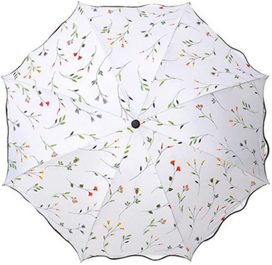 Sun Umbrella Ladies Parasol Summer UV Protection Umbrellas for Women Parasol Lightweight Pink Windproof Begonia Triple Folding 8 Bones Parasols (Beige)