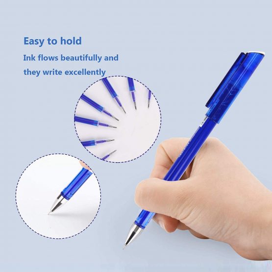 Friction pens,BBLIKE 12PCS Erasable Rollerball Pen and 20 Ballpen Refills,More Ink Rub Out Pens Gel Ink Ballpoint Pen 0.5 mm Tip (blue) - Image 3