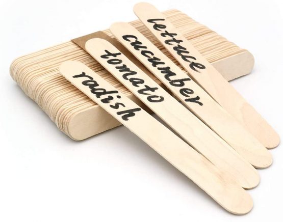 KINGLAKE 100 Pcs Wooden Plant Labels, 15x1.6cm Natural Wood Sticks Jumbo Wooden Garden Markers Tags