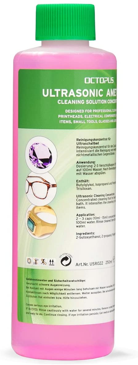OCTOPUS Special Ultrasonic Cleaner, concentrate for use in ultrasonic cleaner spectacle cleaner, hygienic jewellery cleaner (250ml)