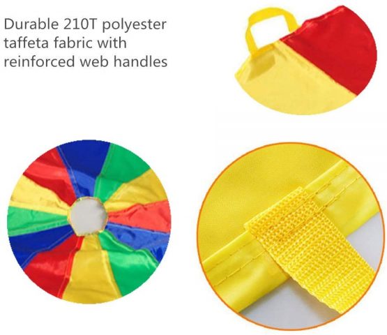 Sonyabecca Play Tents Kids Game 210T Play Parachute 12' with 12 Handles Indoor&Outdoor Picnic Blanket Mats (6-12 kids play) - Image 4