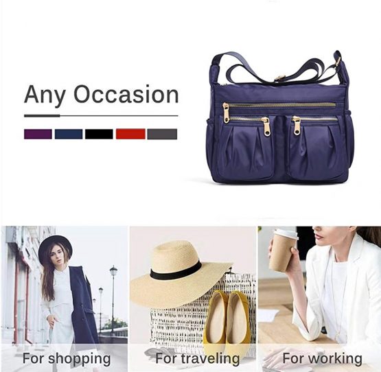 Crossbody Bags for Women,OPXTO Multi Pocket Shoulder Bags, Lightweight Nylon Waterproof Casual Travel Purse Messenger Bags. - Image 2
