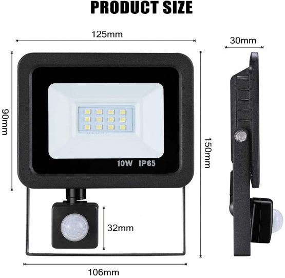 Eslas LED Floodlight 20W,Security Light with Motion Sensor Outdoor,Super Bright 2000 LM PIR Light,IP65 Waterproof for Garage,Garden,Car Park, Construction Site, 6500K Cold White[Energy Class A++ ] - Image 4