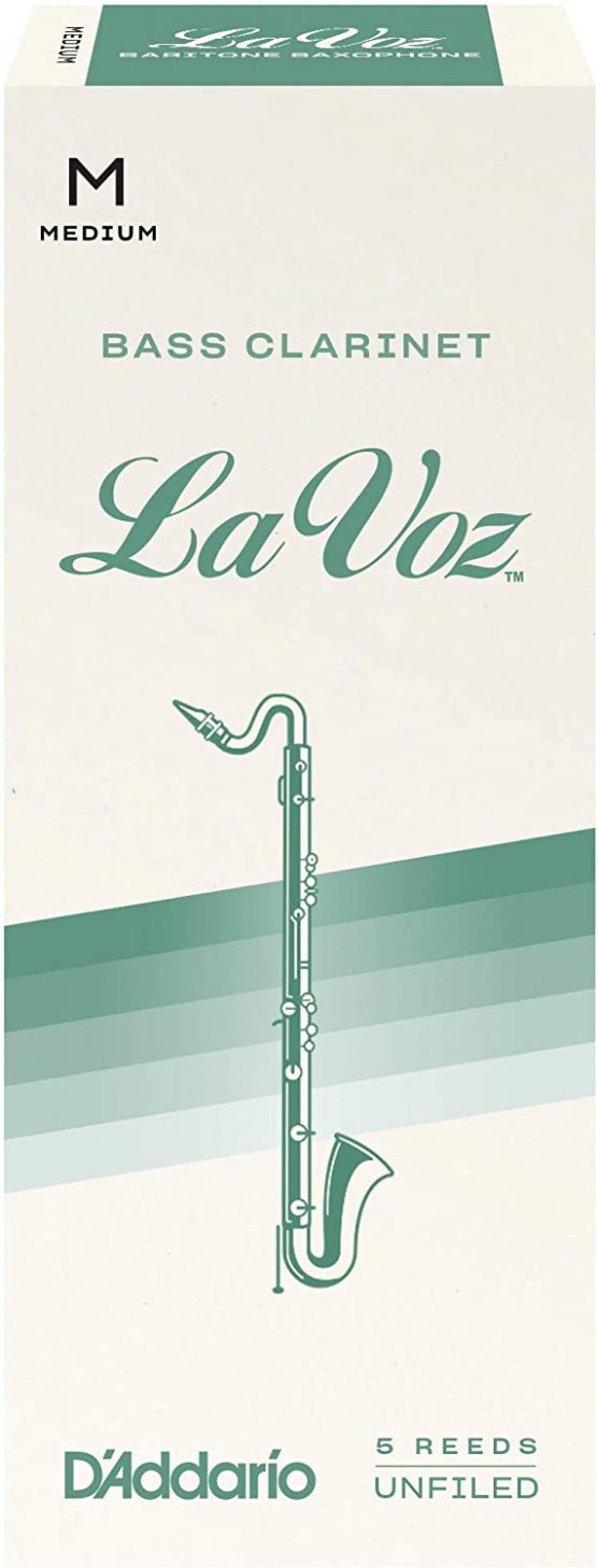 La Voz Bass Clarinet Reeds, Strength Medium, 5 Pack