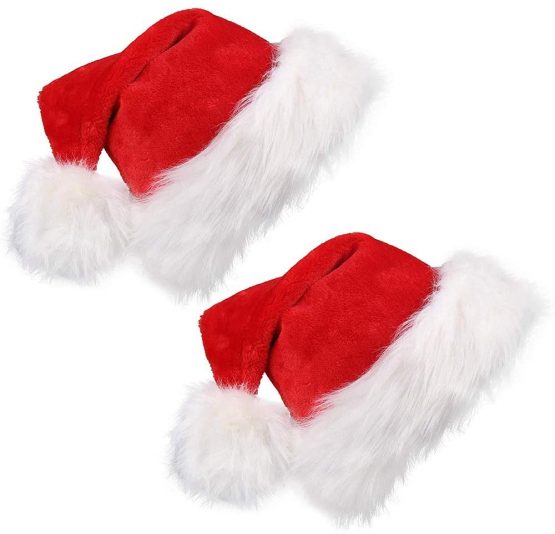 VEYLIN 4 Pieces Father Christmas Hat Red Santa Hats for Children Adults Thickened Warm Christmas Party Hats - Image 2