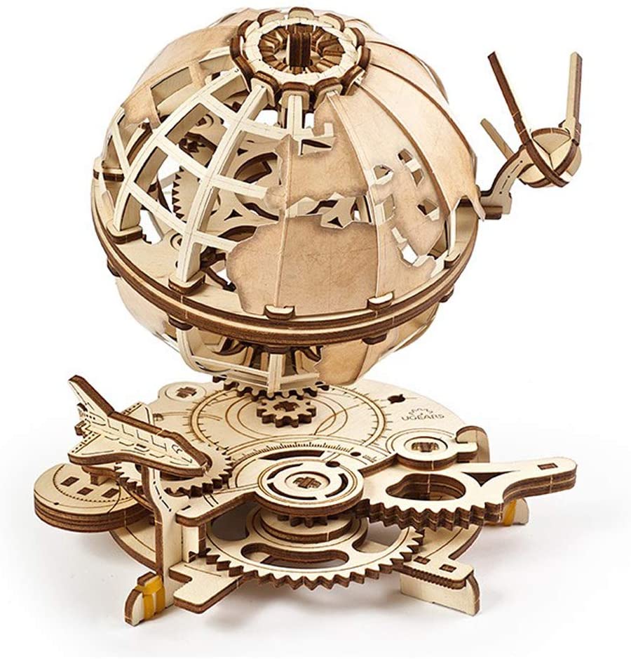 UGEARS Globus 3D Wooden Puzzles for Adults, Earth Globe Wooden Model Kits for Adults to Build